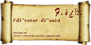 Fürster Évald névjegykártya